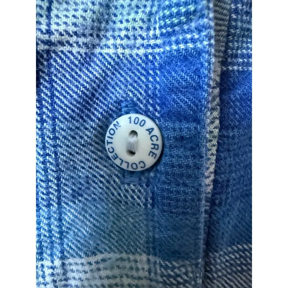 Vintage Pooh Blue‎ Plaid Flannel Nightgown Sz Large Disney 90s Hundred Acre Wood